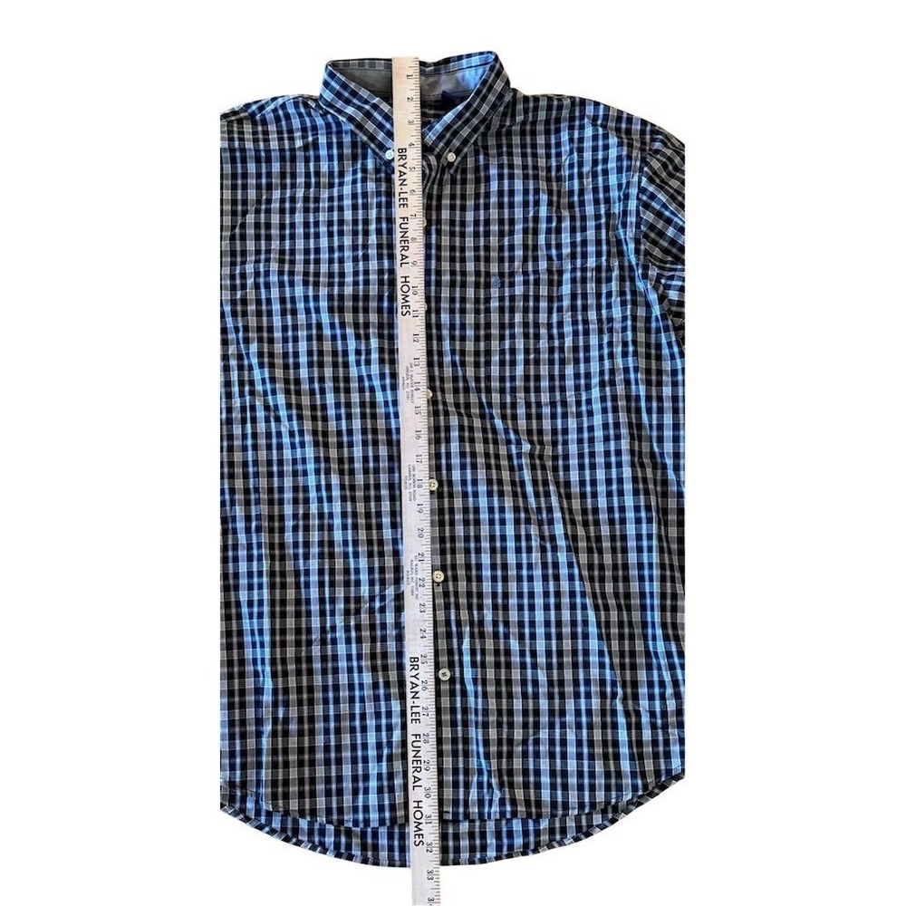 IZOD Men's XL Blue Plaid Long Sleeve Button-Down Shirt preppy classic minimalist - Picture 5 of 7